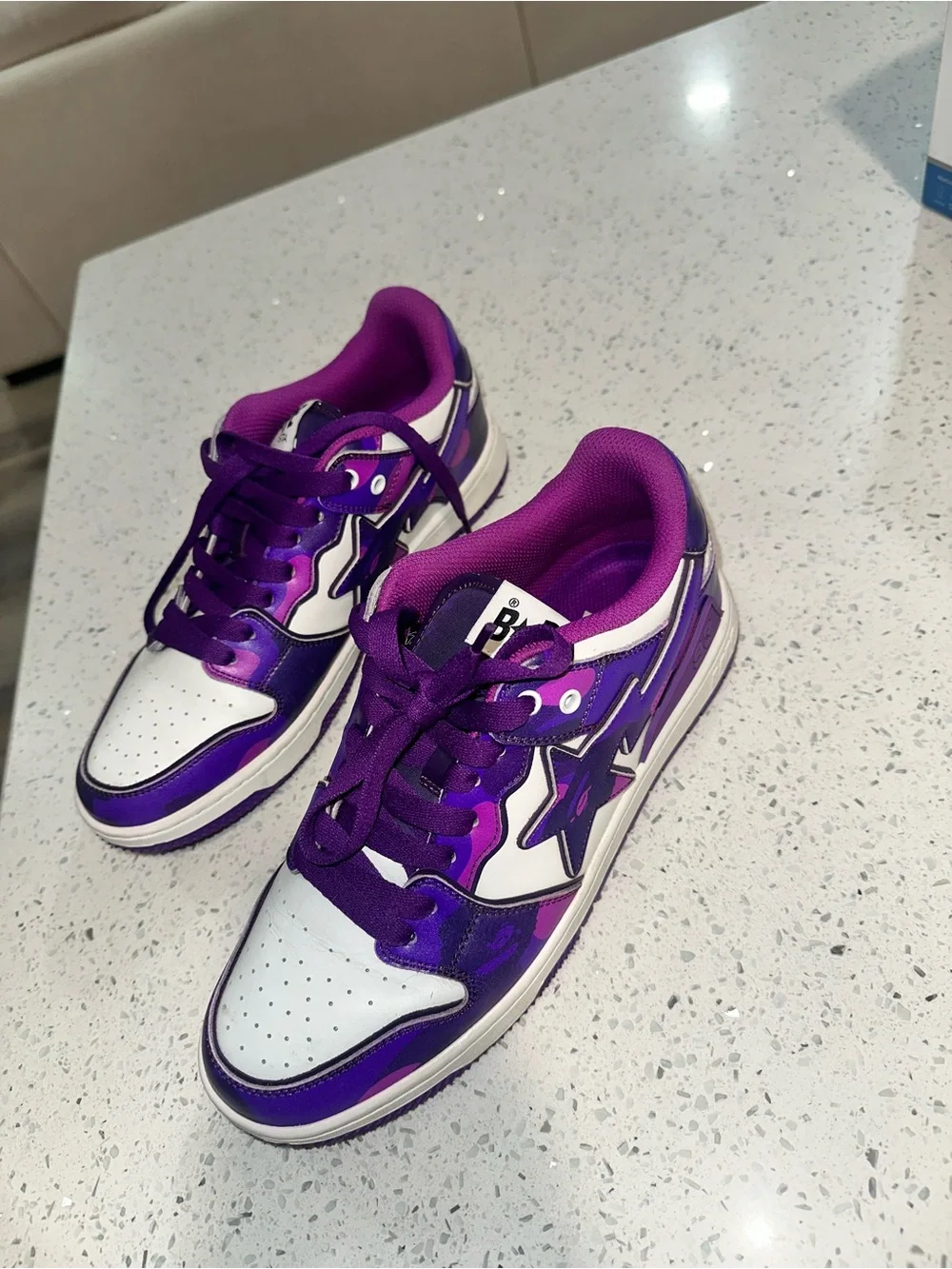 Bape Sta Purple & Pink Camo Low-Top Sneakers